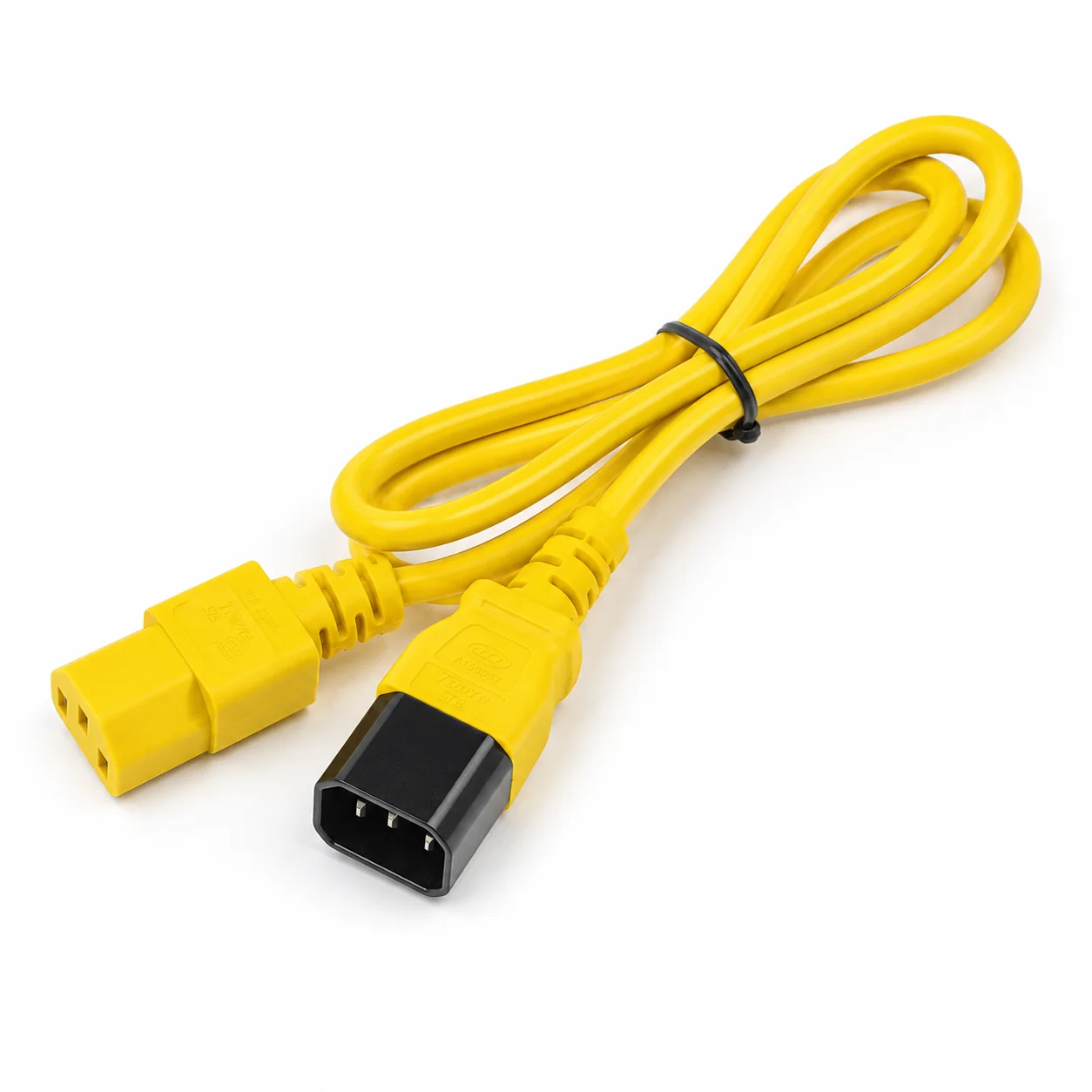 TOWE IEC C14 to C13 Power Extension Cable 10A 14AWG Heavy Duty Yellow Cord for Server Rack PDU UPS Data Center 3M