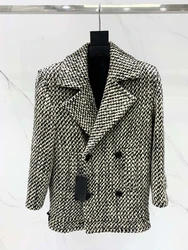 2024 primavera autunno donna di alta qualità doppio petto 100% lana Chic giacca Casual capispalla cappotto moda donna