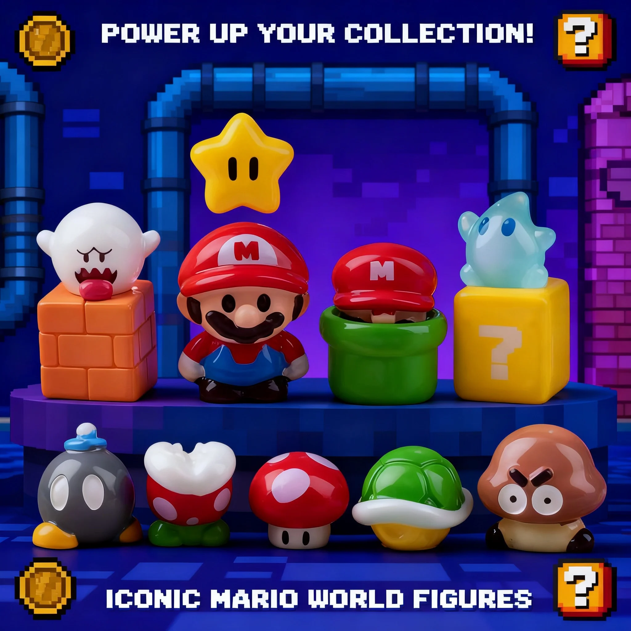 

13 PCS Super Mario Piranha Plant Model Doll Set Koopa Lakitu Bob-Omb Car Ornaments Games Peripherals Toys Gifts Cute 121 chars