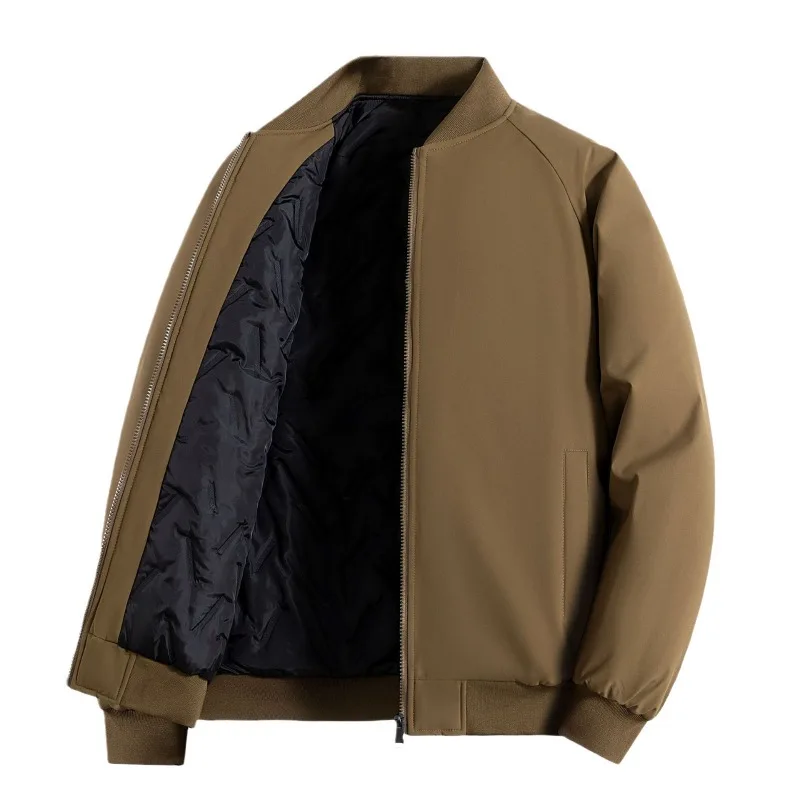 KIDWHXR Man Baseball Jacket Winter Thicken Warm Stand Collar Men Loose Coat Outdoor Sport Casual Long Sleeve Male Outerwear