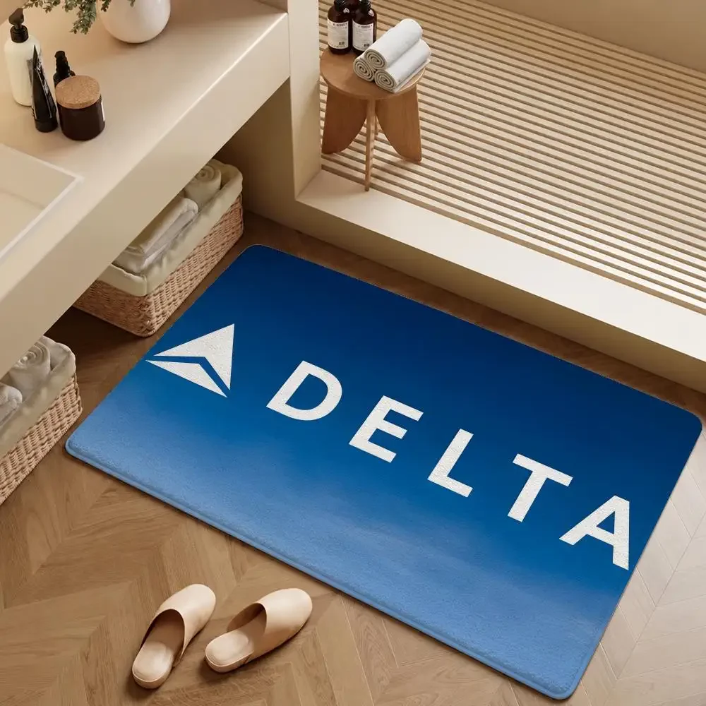 Airline Delta Air Lines Widget Aviation Floor Mat Soft Flannel Entrance Doormat Non-Slip Washable Rug For Bedroom Home Decor