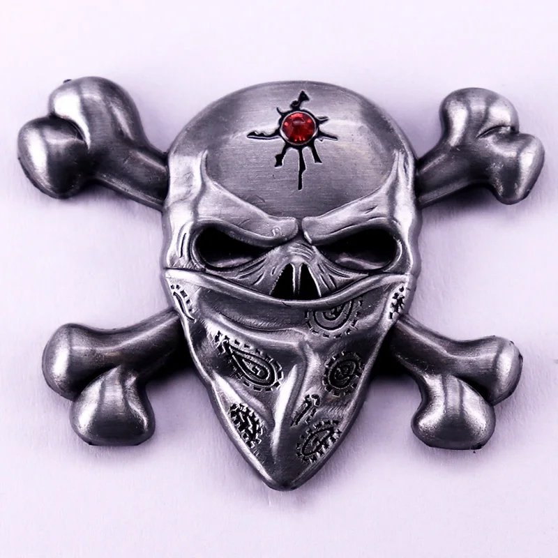 Masked Skull Badge Western Cowboy Style Retro Metal Enamel Pin Punk Rock Backpack Decoration