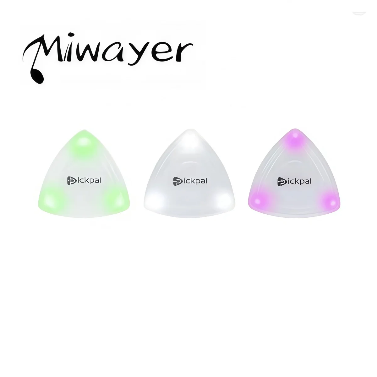 Púa de Guitarra LED Triangular Luminosa Miwayer, 3 Colores Blanco/Verde/Morado, Luz LED de Alta Sensibilidad, Púa Antideslizante para Guitarra