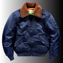 Blouson aviateur avec col en fourrure pour homme, veste militaire, armée de l'air, sourire, chaud, rétro, décontracté, optique, hiver, grande taille, 6XL