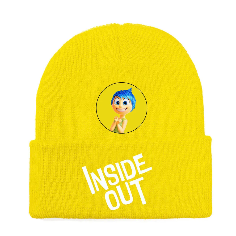 Disney Inside Out 2 Cartoon Knitted Hat Disgust Fear Anger Sadness Joy Anime Figures Winter Warm Kawaii Cold-proof Knitted Hat