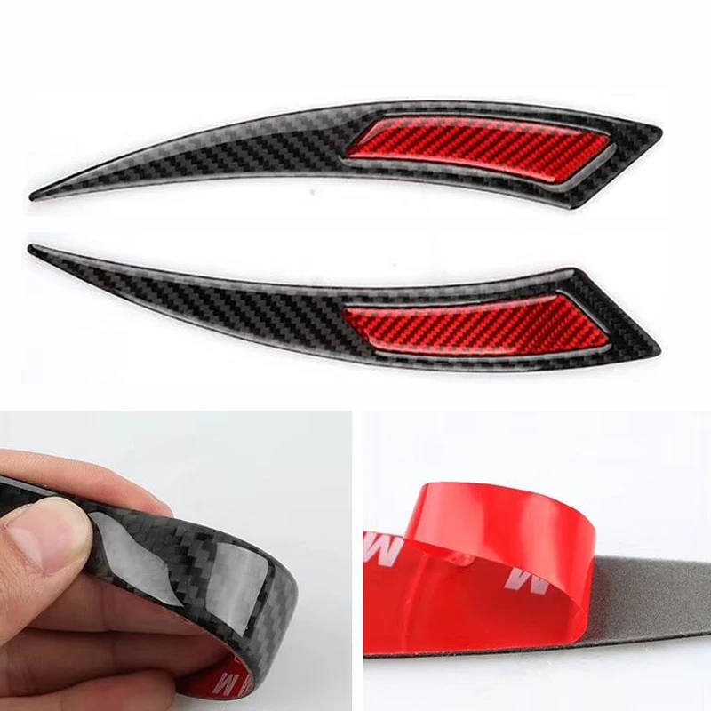 2PCS Carbon Fiber Car Sticker Auto Fender Anti-scratch Strips Trim Protection Wheel Eyebrow Reflective Tape Accessories