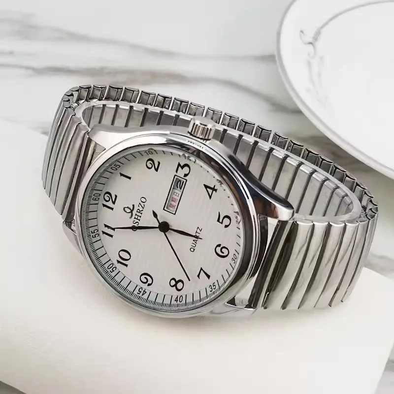 Steel Band Watch Big Number Plate Quartz Watch Simple Water Resist Couple Watch