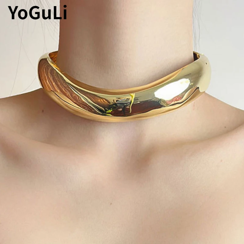 

Trendy Jewelry European and American Design Big Metal Open Choker Necklace For Women Party Gifts Cool Accessories Hot Selling