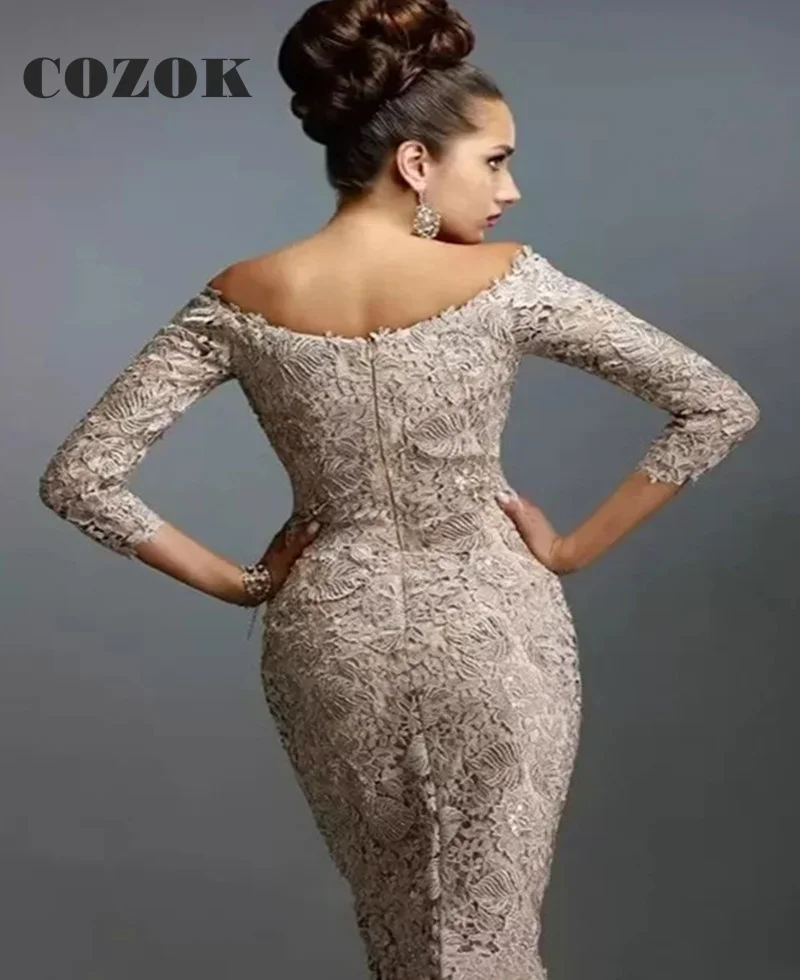 Vestido corto de encaje para madre de la novia, traje con hombros descubiertos, longitud hasta la rodilla, personalizado, YW36