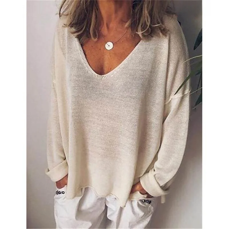 عادية V-ne طويل Sve تي شيرت للنساء Vaniing Bot العصرية تخفيف Sle لون نقي القطن 00% تي شيرت #4