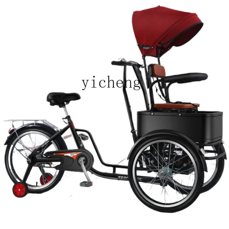 ZK Adult Middle-Aged and Elderly Single Double Seat Shopping Exercise Walking Pet Lightweight Scooter Reverse Riding Tricycle