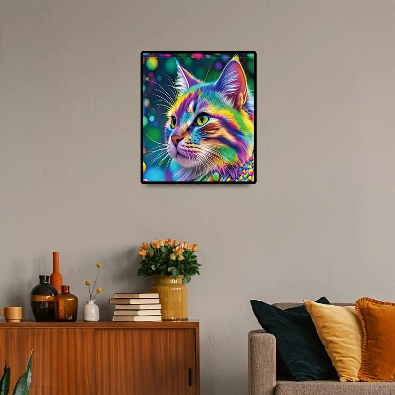 1000 Piece Premium White Cardboard Jigsaw Puzzle - Vibrant Colorful Cat Design, Finished Size 27.5