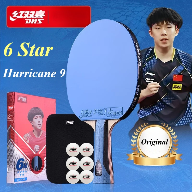 

DHS 6 Star Hurricane Series Table Tennis Rackets Professional Ping Pong Paddle Racket Bat Hurricane 9 With Case Bag H6004