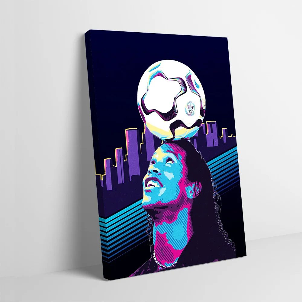 Ronaldinho Soccer Player With Ball Printing Poster Customizable Pictures Wall Art Canvas Painting for Luxury Decoration Room