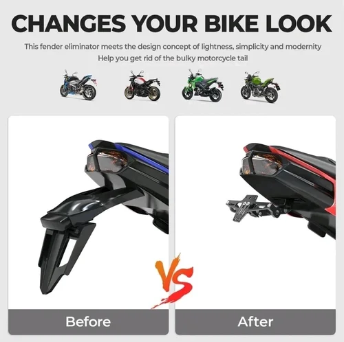 Imagen 2 del producto Marco para matrícula CNC para Honda Suzuki Yamaha Kawasaki, accesorios para motocicleta, soporte para matrícula, luz LED