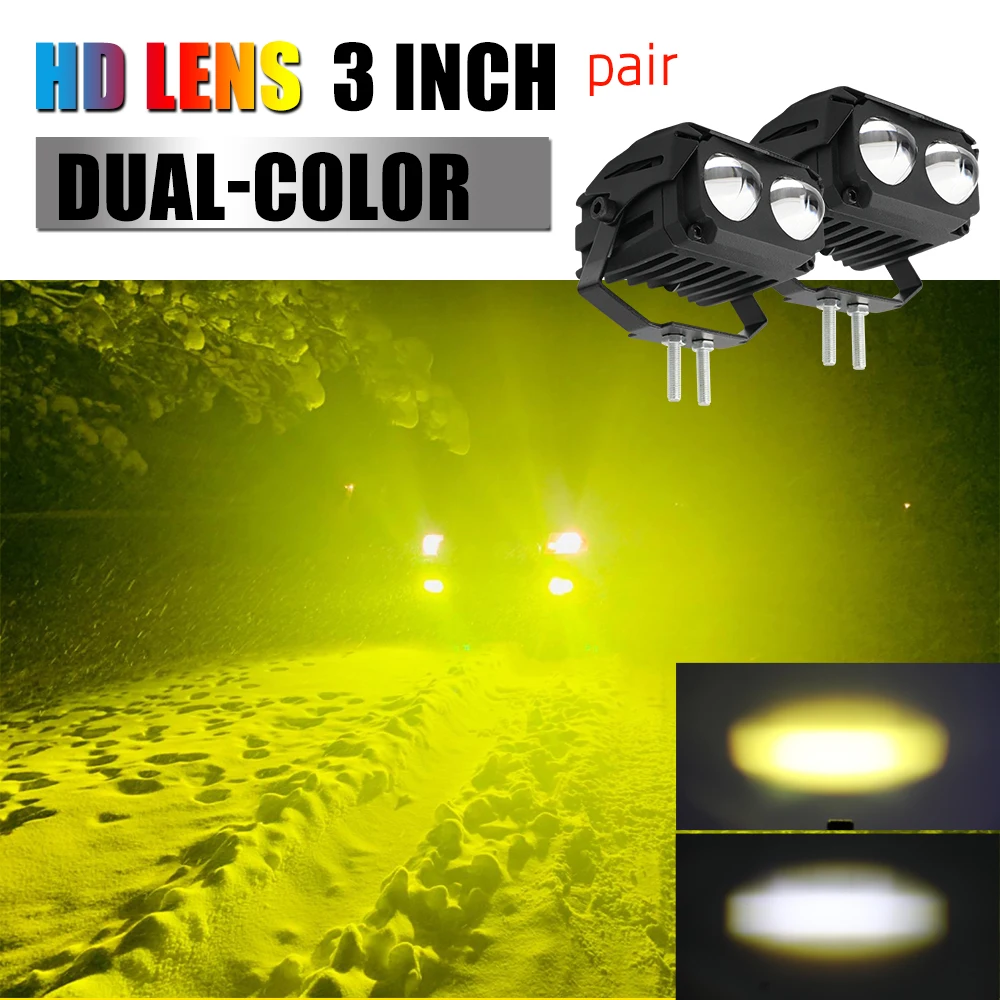 

HAOLIDE 3inch Car LED Sportlight 2Color Driving Lamp for Offroad Boat Tractor Truck 4x4 ATV Fog Lights 12V 24V Led Work Light