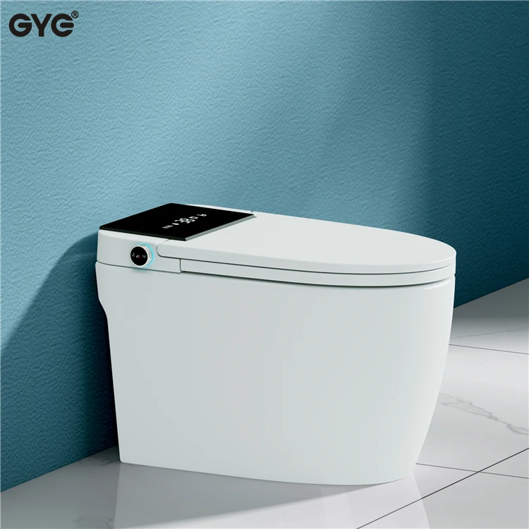 GYE Automatic Electric Toilet Square Automatic Operation Porous Super Swirl Flush One Piece Ceramic White Smart Toilets