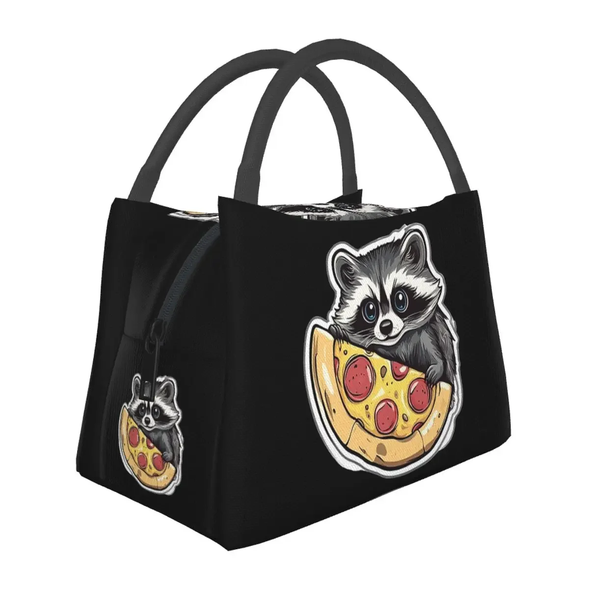 Pizza Thief Raccoon Lunch Bags Insulated Bento Box Resuable Lunch Tote Picnic Bags Cooler Thermal Bag for Woman Children Travel