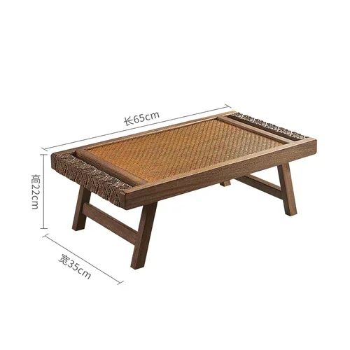 New Chinese folding tea table with solid wood rattan tatami small coffee table