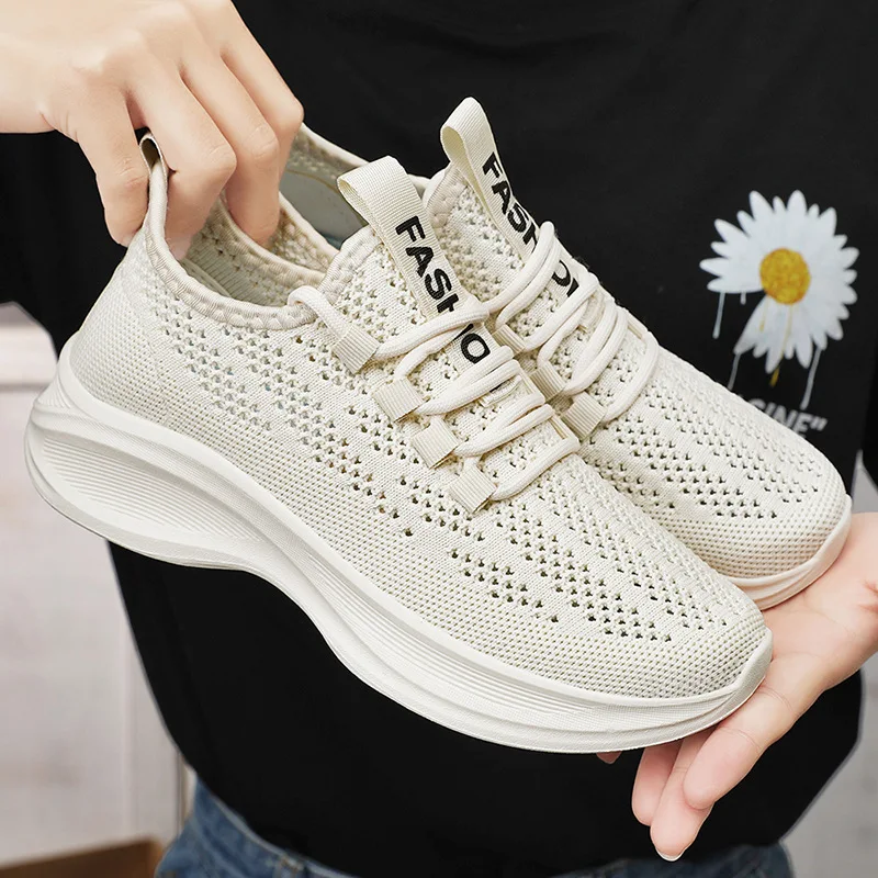 

Women's shoes 2024 summer fashion single shoe mesh breathable soft sole running casual sports shoes small white shoes student