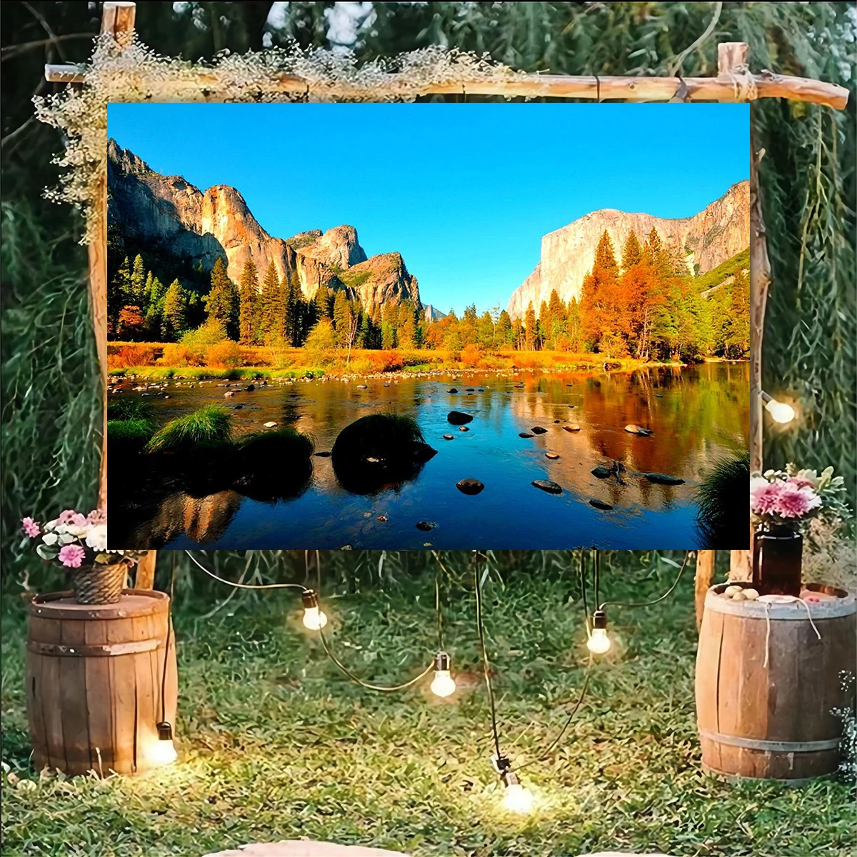 Yellowstone National Park Backdrop Room Decoration Nature Animal Valley School Wall Art Photography Background Party Bar Decor