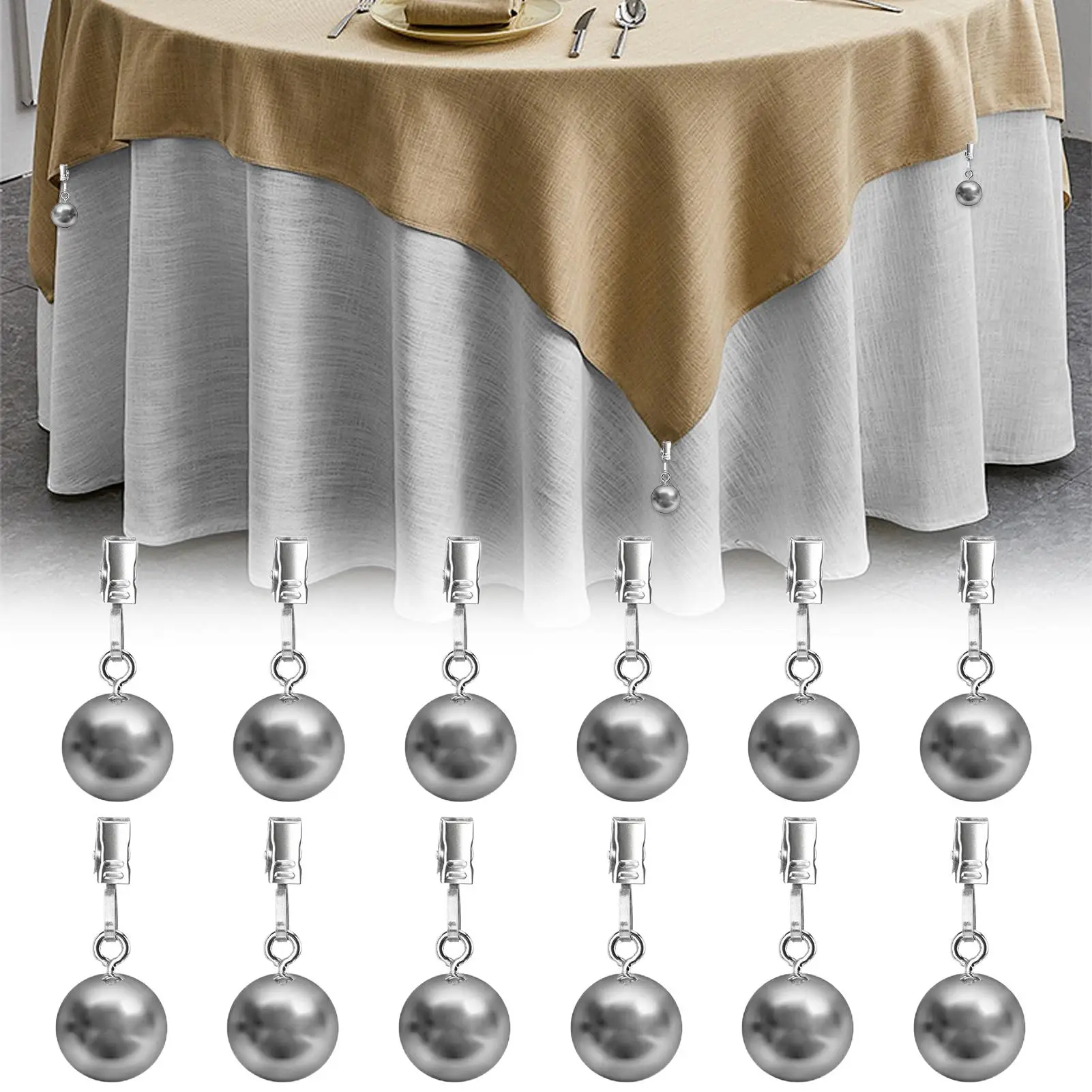 Flag Weights 12 Pieces Stainless Weights Holder Drapery Holder With Clamp For Outdoor Picnic Party Dining Kitchen Patio Camping