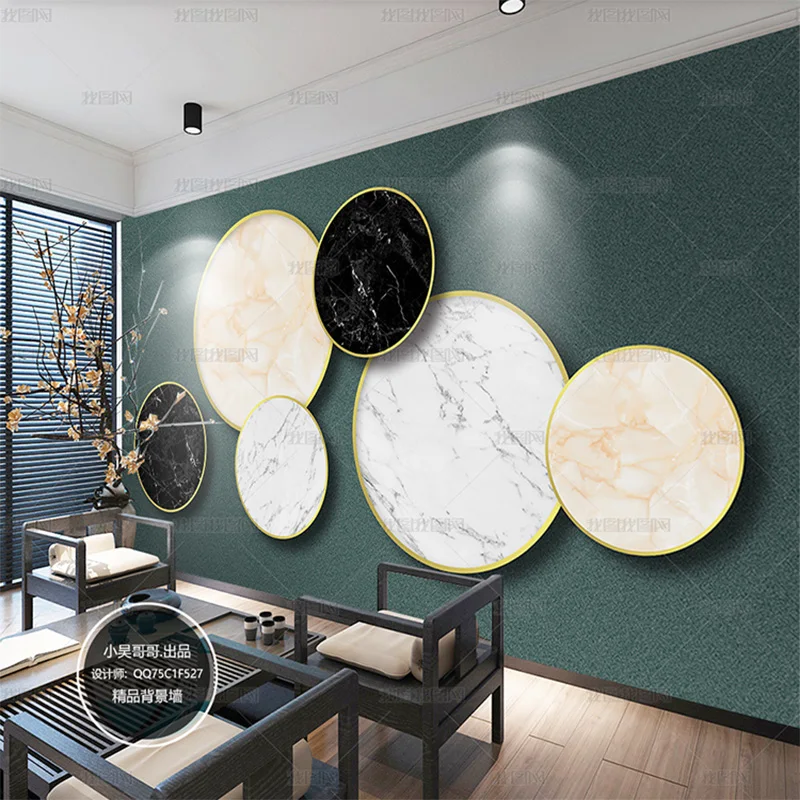 custom 3D round geometric marbling wallpaper living room sofa TV background wall dining room bedroom mural oval waterproof 8d