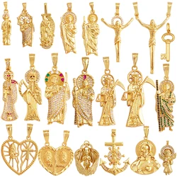 Religious Holy Jesus Guardian Angel Love Heart Charms Pendant,Latest Gold Plated Micro Zircon Jewelry Necklace Accessories L02