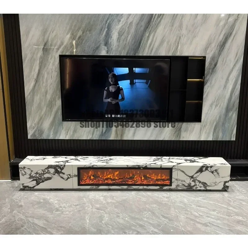 French rock slab fireplace TV cabinet living room decoration electronic simulation flame humidifier integrated floor home