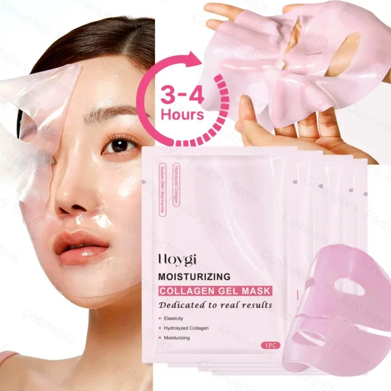 Pink Bio Collagen Gel Salmon Pdrn Face Masks Deep Hydrating Overnight Moisturizing Hydrogel Jelly Face Sheeets Balance Skin Tone