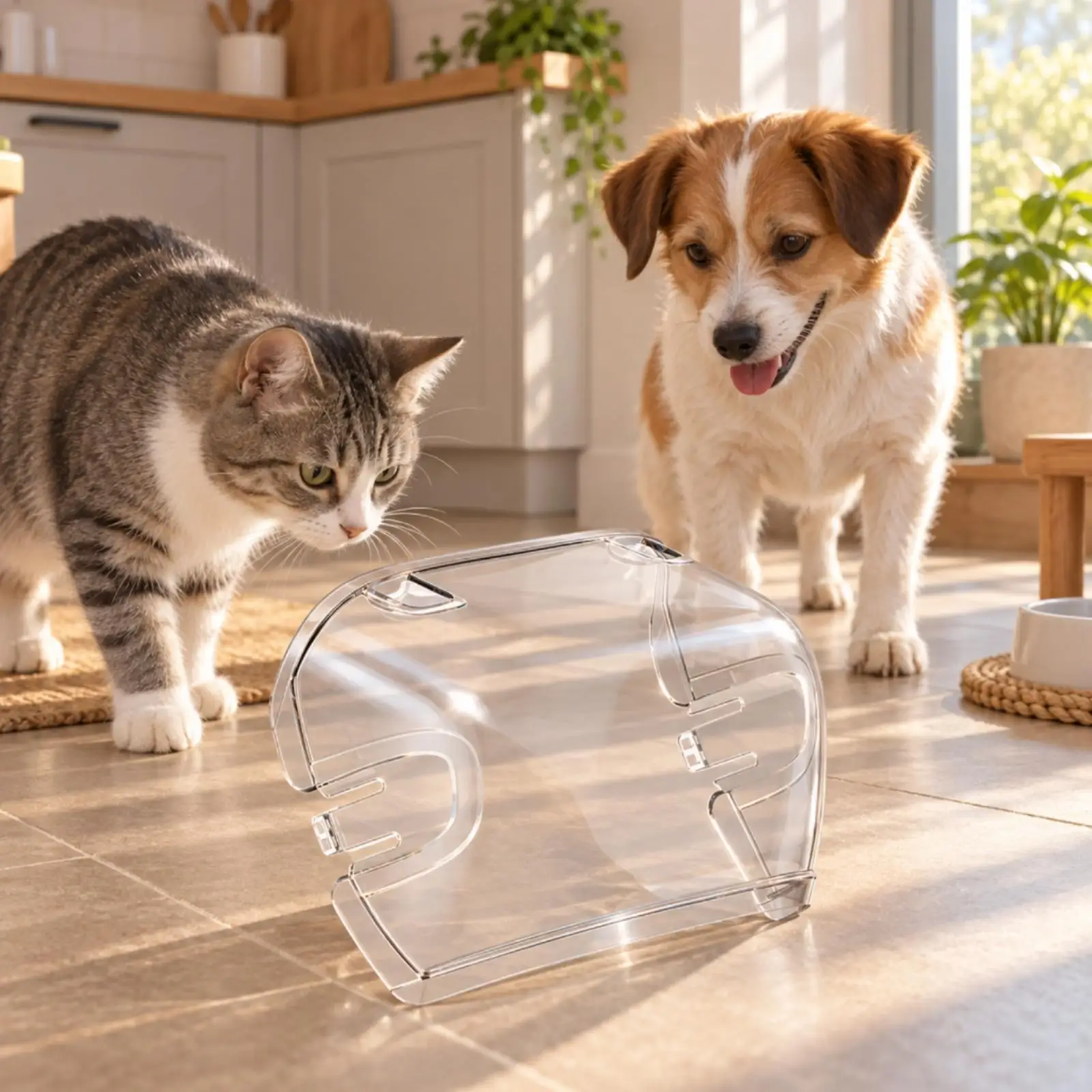 Pet Feeder Transparent Rfid Bowl Stand Cover for Microchip Automatic Feeder Dog Cat Plastic Bowl Holder Base