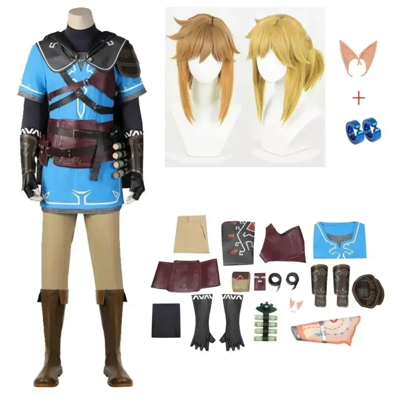 

Mens game tears Link cosplay costume full set Halloween Carnival party anime link cloak shirt wig accessories sets for kids