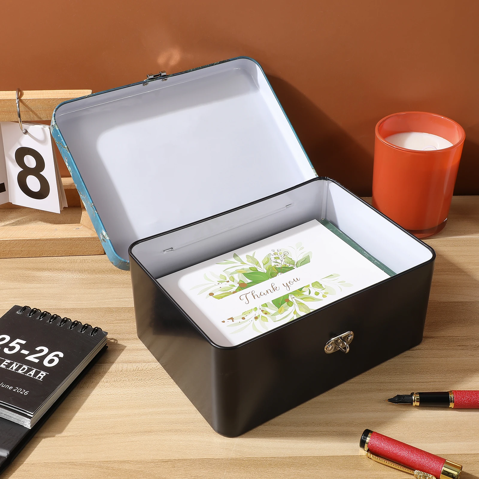 

Lockable Tinplate Storage Box With Key Desktop Organizer For Tea Coffee Jewelry Documents Home Office Use Easy Clean Wide Mouth