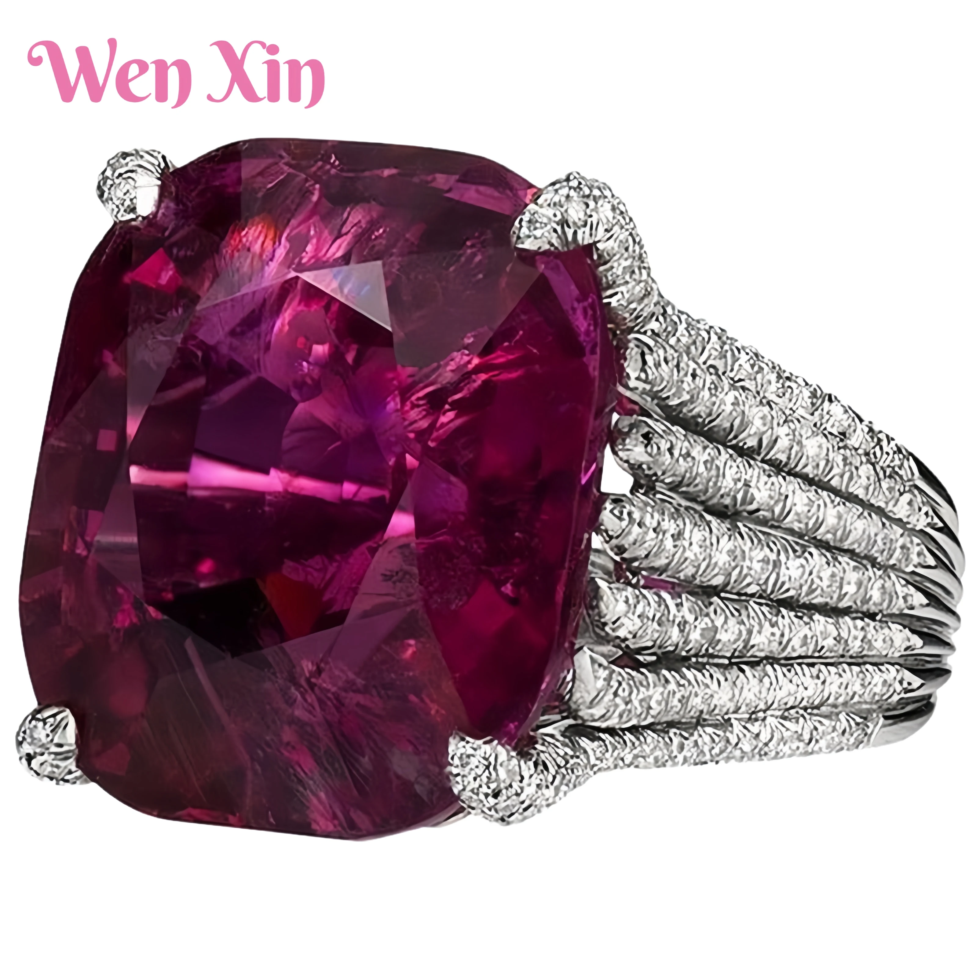 

WENXIN Brand MUSHAN MCT Hot Sales Luxury Ruby Ring Fashion Jewelry Accessories Women 18K Platinum Plated Fine Jewelry