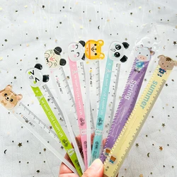 2PCs Kawaii Stationery Panda Cat Cartoon Kids Ruler Schule Cute Desk Accessories School Rule Bear Transparent Ruler School Items