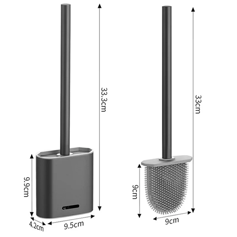 Suporte De Escova De Higiênico De Silicone Premium, Cinza, Montagem Na Parede, Secagem Turbo