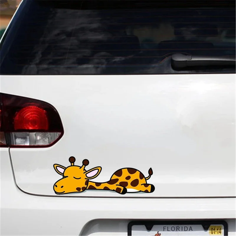 Cartoon Cute Giraffe Car Sticker Funny Vinyl Waterproof Car Body Window Decals Laptop Decor Car Accessories