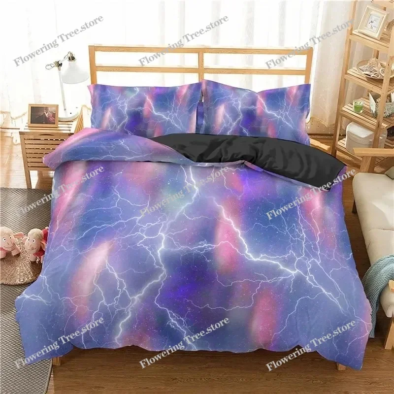 Lightning Duvet Cover Set Natural Phenomenon Bedding Set or Kids Boys Thunder Comforter Cover Soft Polyester Quilt Cover