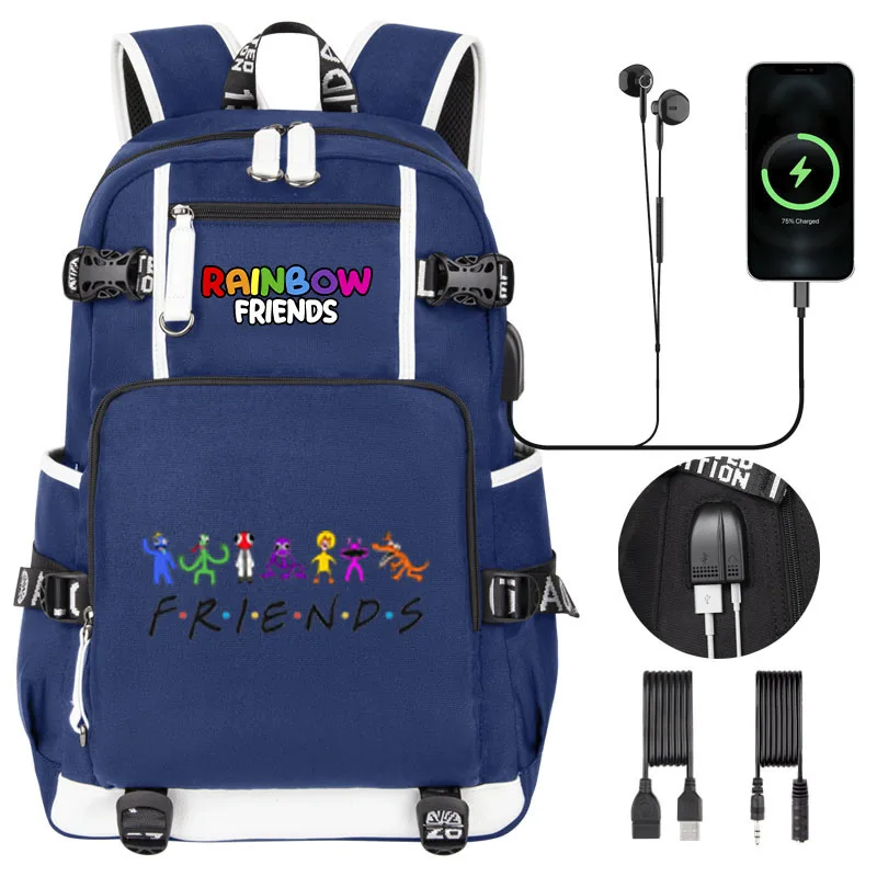 Imagem -02 - Mochila Escolar Rainbow Friends para Meninos e Meninas Mochila de Viagem de Alta Qualidade para Crianças