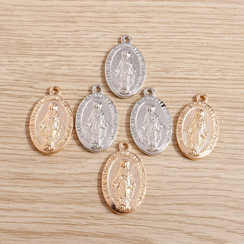 Tusember 10Pcs Alloy Antique Silver Color Virgin Mary Charms Pendants For Earring Necklaces DIY Jewelry Making Handmade Finding