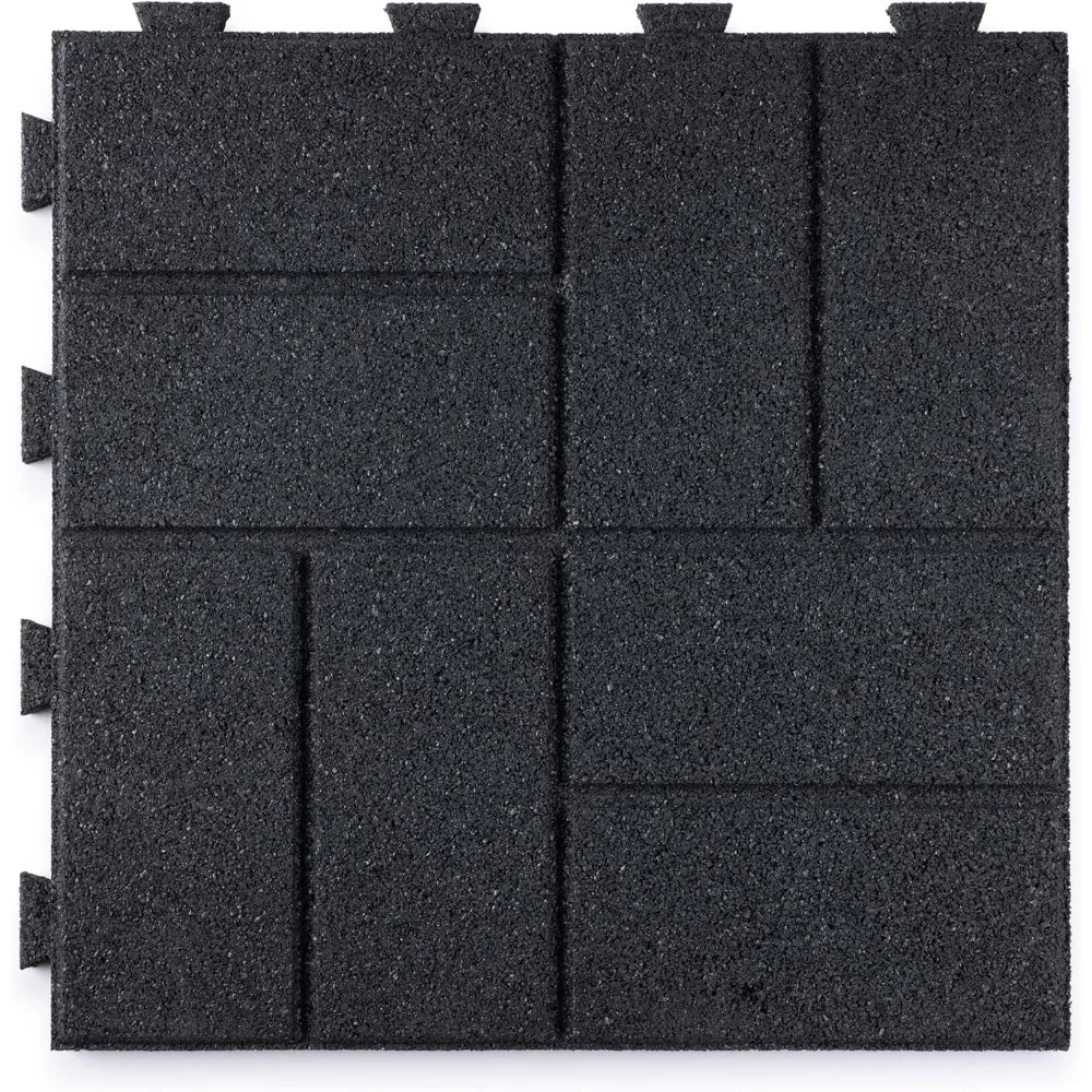 

Brick Rubber Interlocking Tiles | 16 X 16 | Easy Install for Indoor and Outdoor Use (Dark Gray, 10 Tiles)