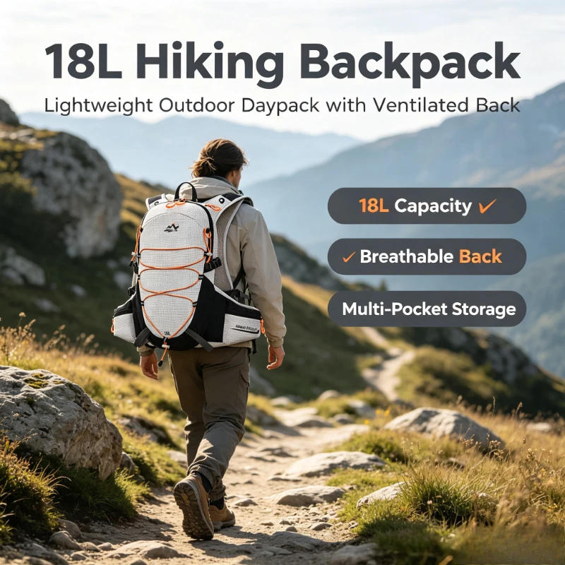 Large Capacity Drawstring Backpack for Hiking Trail Running Marathon, Breathable Mesh Daypack Scratch-Proof Durable Outdoor Bag
