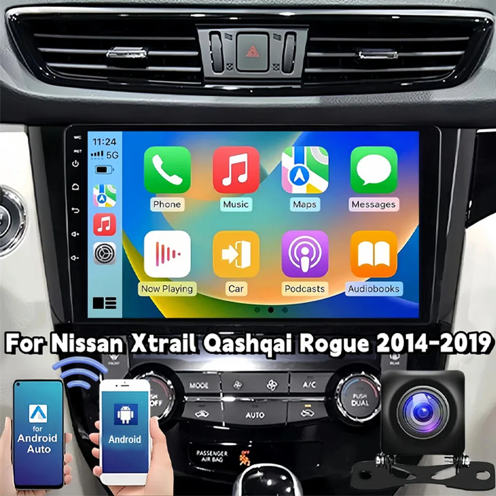 Car Multimedia Video Player Stereo Radio GPS Navigation 2+32G For Nissan Rogue MK2 X-Trail Qashqai 2014 - 2019 fit for CarPlay