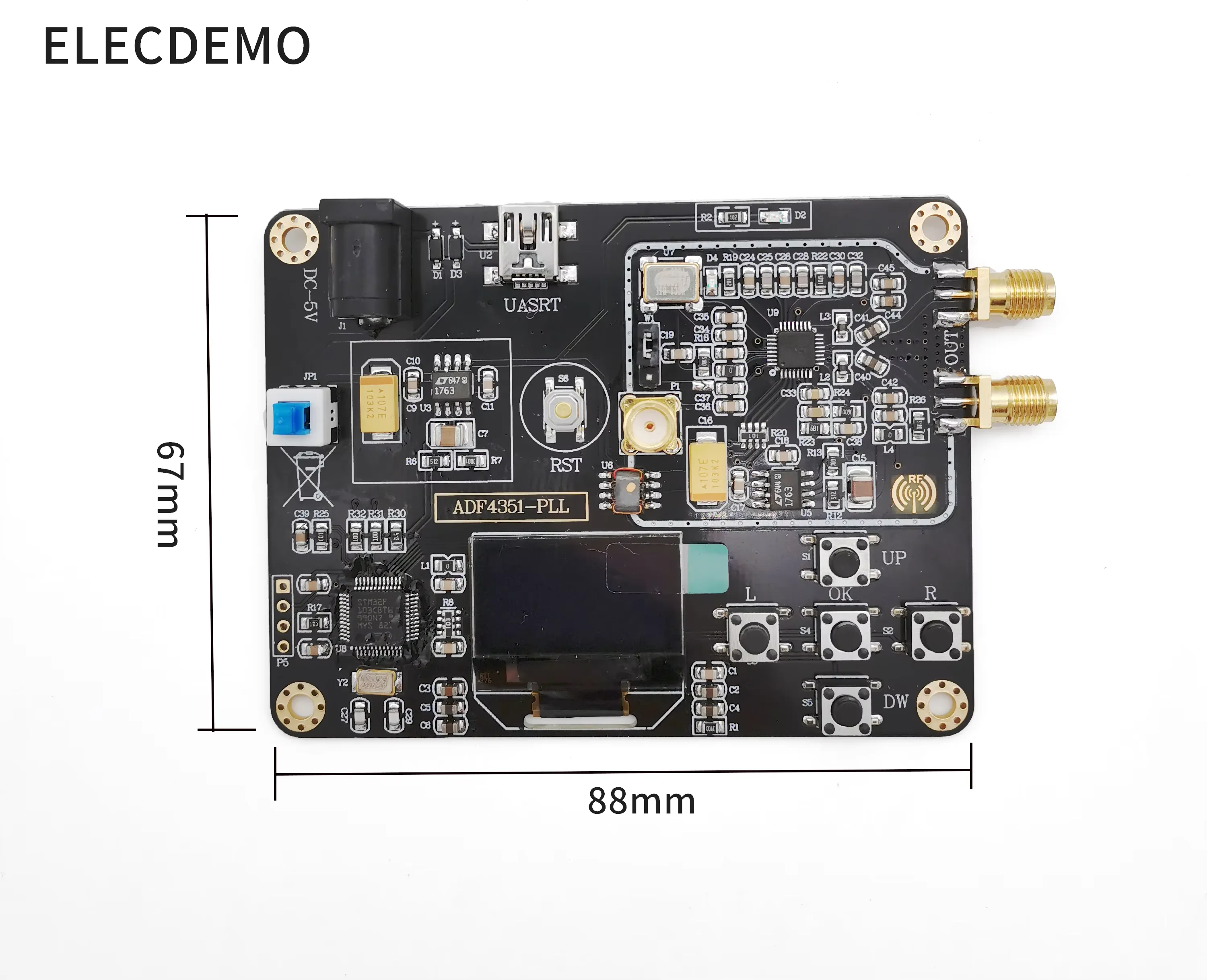 Модуль ADF4351 Встроенный однокристальный модуль STM32 с фазовой автоподстройкой частоты 35M-4,4G Источник радиочастотного сигнала Подметальная машина