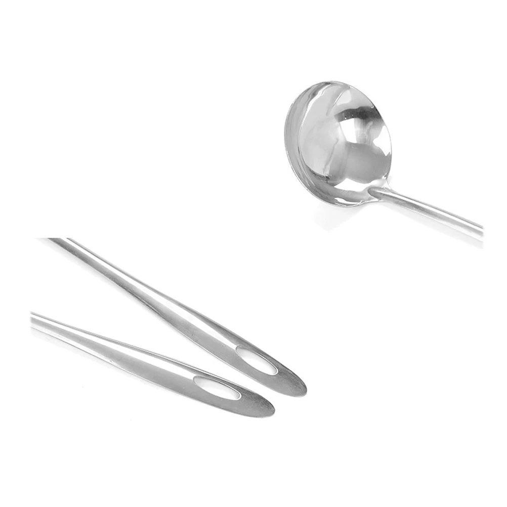 

4pcs Stainless Steel Hot Pot Set Long Handle Soup Colander Spoon For Home Restaurant Food Serving Spoon Kitchen Dining