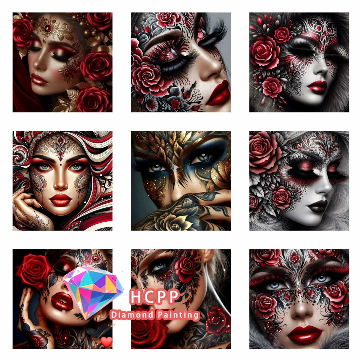 5d Diy Diamant Malerei Kit Neue Frau Rote Rose Diamant Mosaik Wohnkultur Gothic Tattoo Mädchen Porträt Stickerei Wand Kunst geschenk