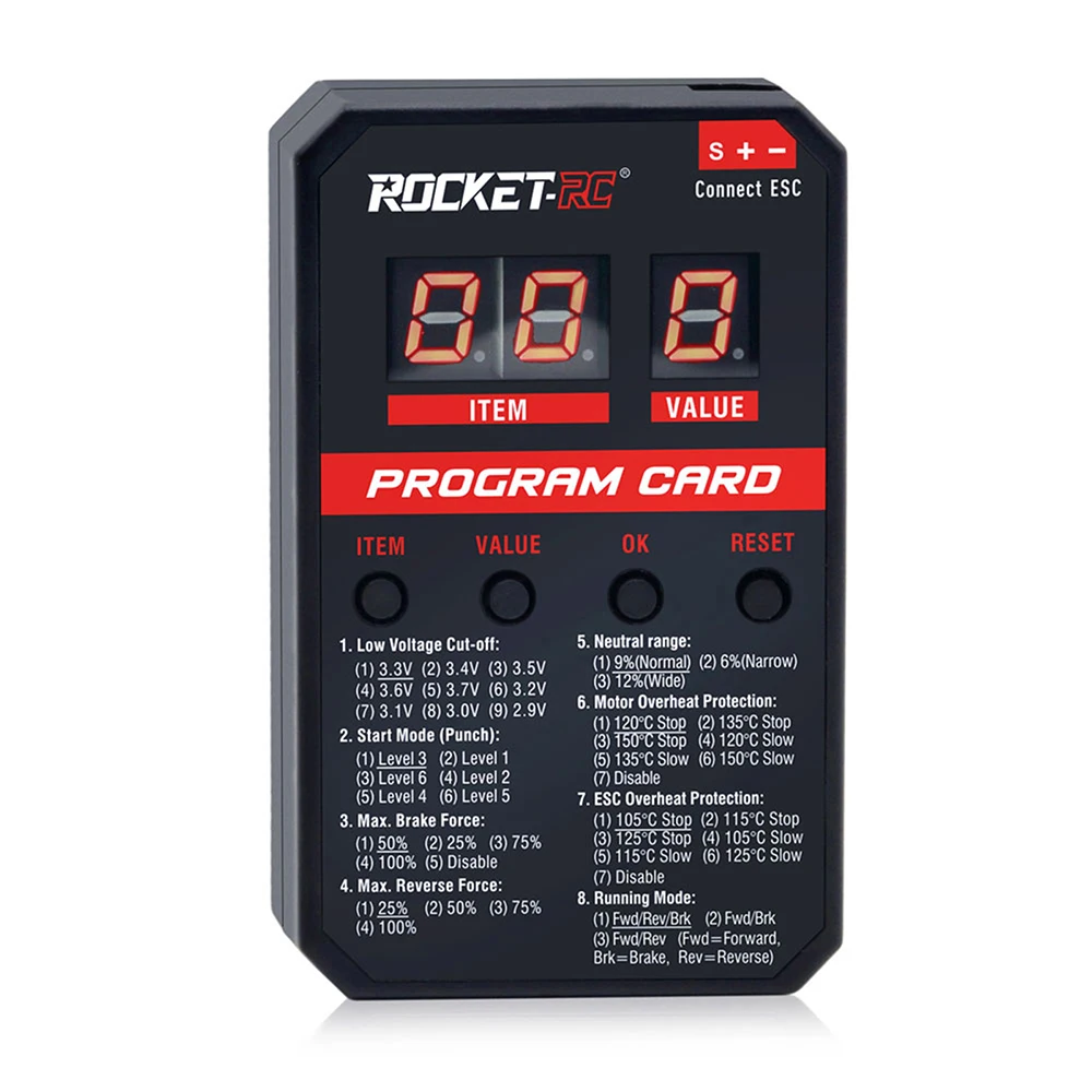 Rc lcd led programmeerkaart voor raket turbo ts160 v2 160a hobbywing xerun ezrun quirun overtreft 120a 80a 60a 45a esc instelling