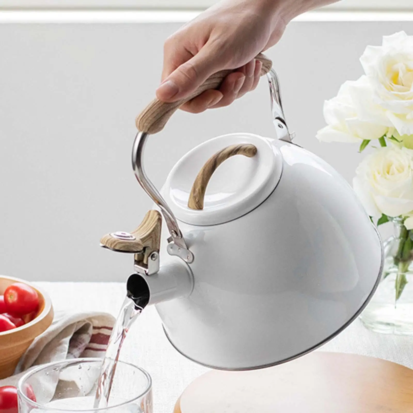 

3 Kettle for Induction Cookers, Anti Heat Handle Teapot, Water Kettle Kitchenware Loud Stainless Steekettle