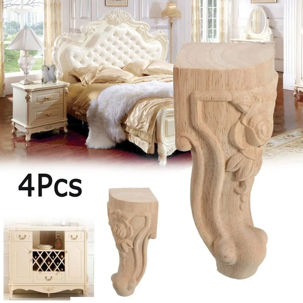 4Pcs Solid Wood Furniture Legs Feet Replacement Sofa Couch Chair Table Cabinet 20CM Furniture Carving Furniture Legs