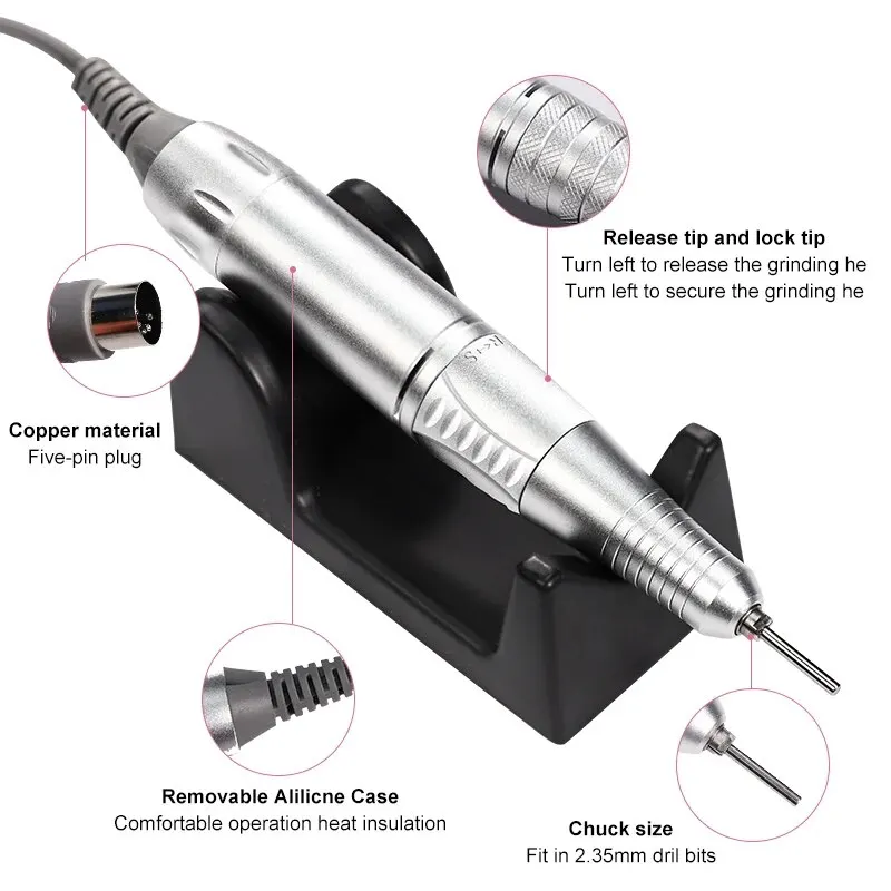 ชุดเครื่องที่กรอเล็บไฟฟ้า35000 rpm สำหรับทำเล็บมือเล็บปลอมทำเล็บมือตะไบเล็บเท้าไฟฟ้า